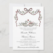 Romantic Swans with Hearts Woodland Wedding Card Kaart (Voorkant)