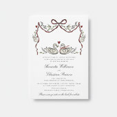 Romantic Swans with Hearts Woodland Wedding Card Kaart