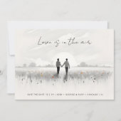 Romantic Sweet Cute Wildflowers Field Gay Couple Save The Date (Voorkant)