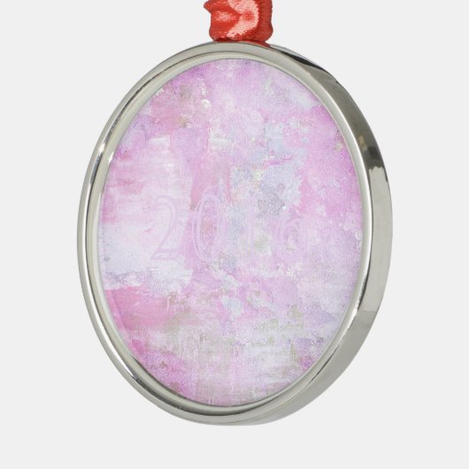 Romantic Sweet Happy Nieuwjaar 2016 Zachte Roze Metalen Ornament (Links)