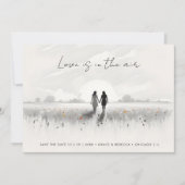 Romantic Sweet Wildflowers Field Lesbian Couple Save The Date (Voorkant)