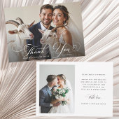 Romantic Swirly Calligraphy Wedding 2 Photo Bedankkaart
