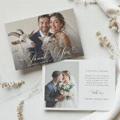 Romantic Swirly Calligraphy Wedding 2 Photo Bedankkaart