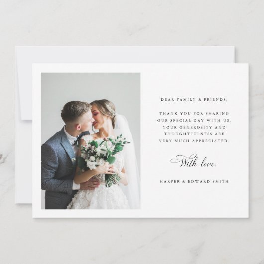 Romantic Swirly Calligraphy Wedding 2 Photo Bedankkaart (Achterkant)