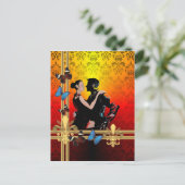Romantic tango dancers over damasvraag briefkaart (Staand voorkant)