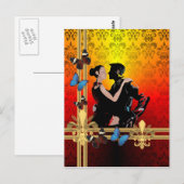 Romantic tango dancers over damasvraag briefkaart (Voorkant / Achterkant)