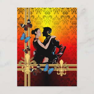 Romantic tango dancers over damasvraag briefkaart