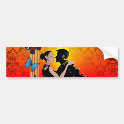 Romantic tango dancers over damasvraag bumpersticker (Voorkant)