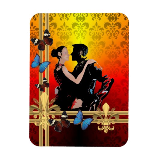 Romantic tango dancers over damasvraag magneet (Verticaal)