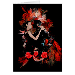 Romantic tango dansers op rode fractal