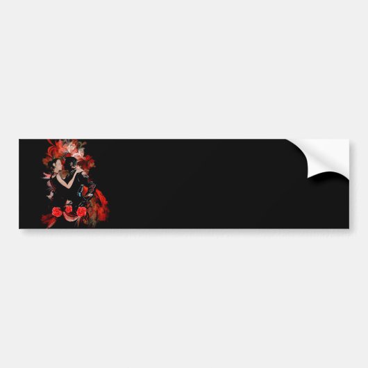 Romantic tango dansers op rode fractal bumpersticker (Voorkant)