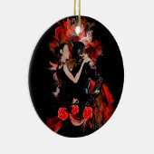 Romantic tango dansers op rode fractal keramisch ornament (Rechts)