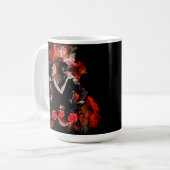 Romantic tango dansers op rode fractal koffiemok (Voorkant links)