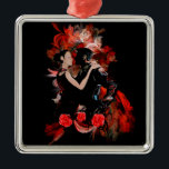 Romantic tango dansers op rode fractal metalen ornament<br><div class="desc">Digitale collage van een origineel schilderij van Kevin Sean O'Connell, personaliseer dit ontwerp door jouw naam, monogram of tekst toe te voegen of bezoek de LEATHER_AND_LACE-WINKEL voor overeenkomende producten en duizenden cadeauideeën</div>