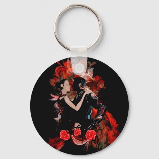Romantic tango dansers op rode fractal sleutelhanger (Voorkant)