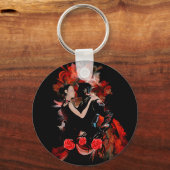 Romantic tango dansers op rode fractal sleutelhanger (Voorkant)