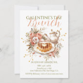 Romantic Tea Waffle Galentine Brunch Floral Charm Kaart (Voorkant)