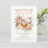 Romantic Tea Waffle Galentine Brunch Floral Charm Kaart (Staand voorkant)