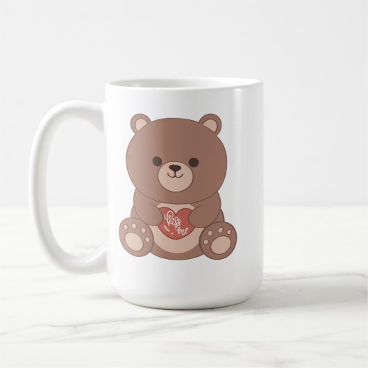 Romantic Teddy Bear & Hearts Mug Koffiemok (Links)