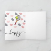 Romantic Tennis Valentijn Harten & Racket Love Kaart (Binnen)