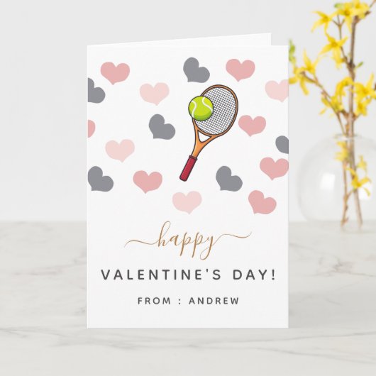 Romantic Tennis Valentijn Harten & Racket Love Kaart (Gele Bloem)