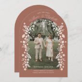 Romantic Terracotta Floral Arch Save the Date Kaart (Voorkant / Achterkant)