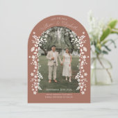 Romantic Terracotta Floral Arch Save the Date Kaart (Staand voorkant)