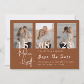 Romantic Terracotta Photo Collage Save the Date Kaart (Voorkant)