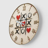 Romantic Tic Tac Toe Hearts Grote Klok (Hoek)