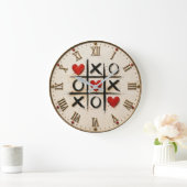 Romantic Tic Tac Toe Hearts Grote Klok (Huis)