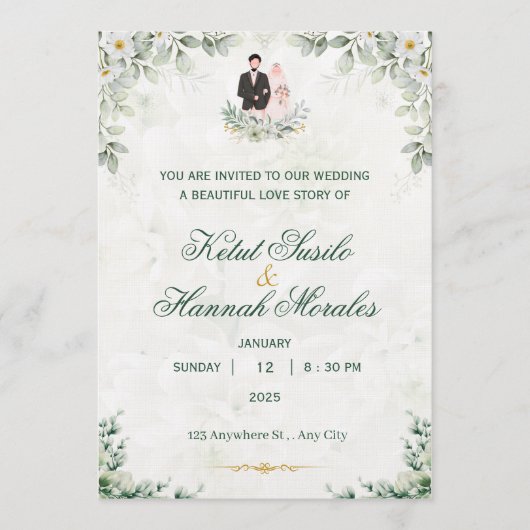 Romantic Timeless Wedding Invitation | Elegant  Kaart (Voorkant)