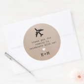 Romantic Travel Theme Airplane Hartelijk dank Ronde Sticker (Envelop)