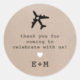 Romantic Travel Theme Airplane Hartelijk dank Ronde Sticker