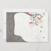 Romantic Tree Coral Love Bird Wedding Invitations Kaart (Achterkant)
