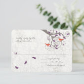 Romantic Tree Swirl Lovebird Wedding RSVP (Staand voorkant)