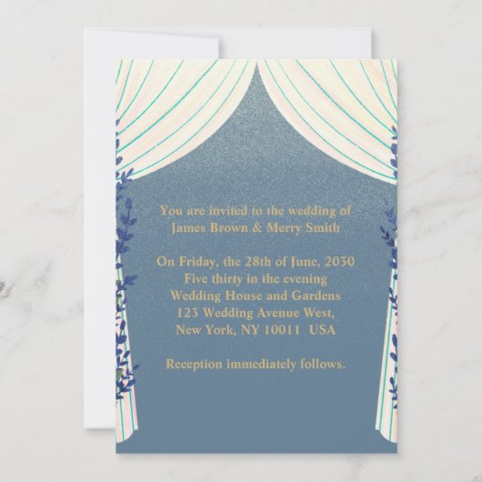 Romantic Trees Night Ceremony Moon Wedding Kaart (Achterkant)