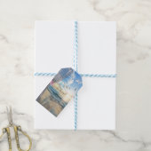 Romantic Tropical Beach, Sunset, Curtain, Flowers Cadeaulabel (Met Touw)