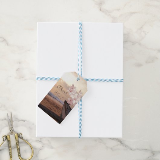 Romantic Tropical Beach Sunset Plumeria Cadeaulabel (Met Touw)