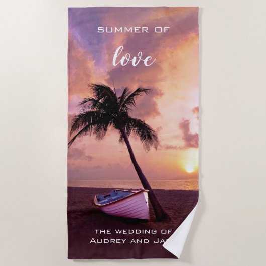 Romantic Tropical Beach Sunset Towel Strandlaken (Voorkant)
