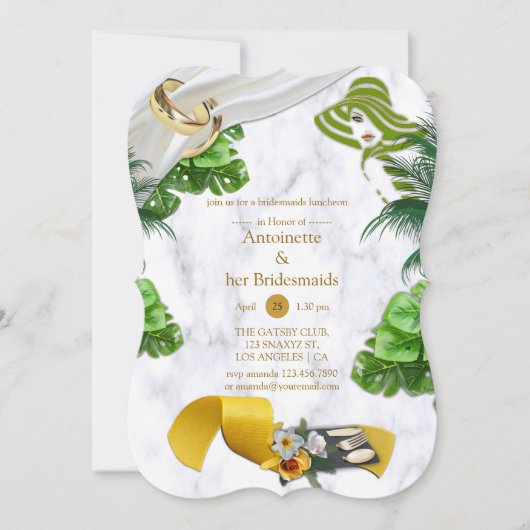 Romantic Tropical Bridal Party Kaart (Voorkant)