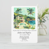 Romantic Tropical Island Wedding Kaart (Staand voorkant)