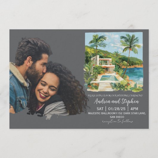 Romantic Tropical Island Wedding Kaart (Voorkant)