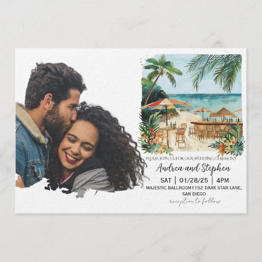 Romantic Tropical Island Wedding Kaart (Voorkant)