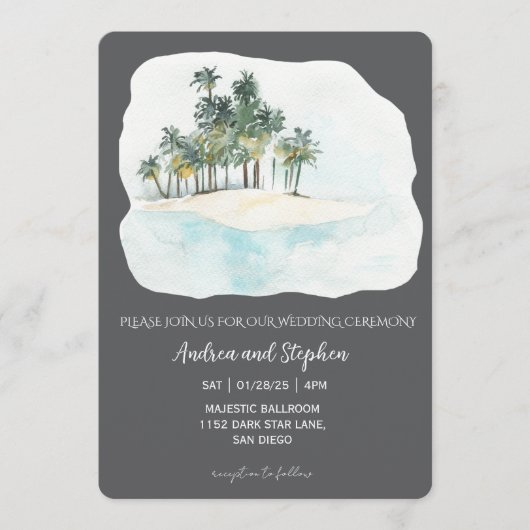 Romantic Tropical Island Wedding Kaart (Voorkant)