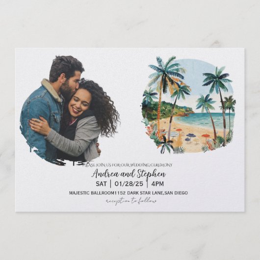 Romantic Tropical Island Wedding Kaart (Voorkant)