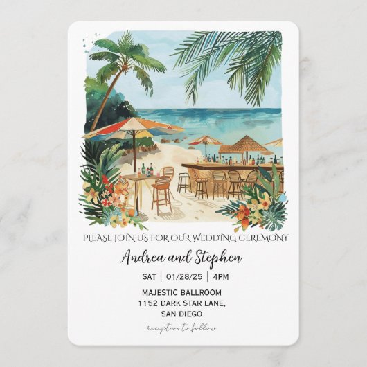 Romantic Tropical Island Wedding Kaart (Voorkant)