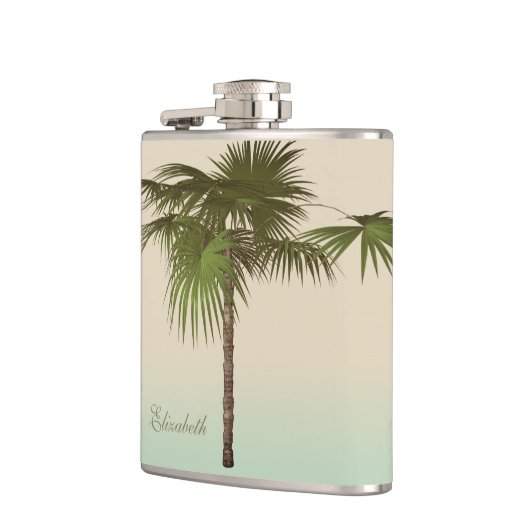 Romantic Tropical Palm Tree - Gepersonaliseerd Heupfles (Links)
