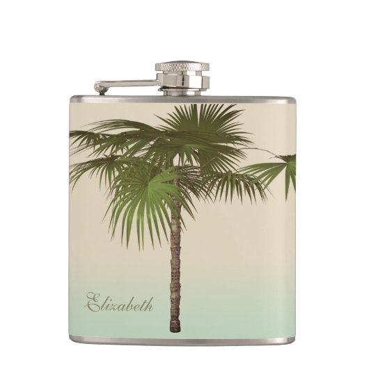 Romantic Tropical Palm Tree - Gepersonaliseerd Heupfles (Voorkant)