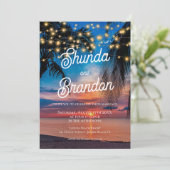 Romantic Tropical Summer Beach Wedding Kaart (Staand voorkant)