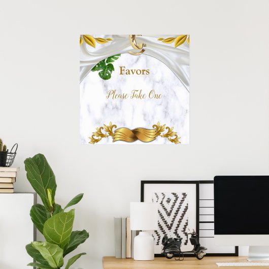 Romantic Tropical Wedding Favors Poster (Thuiskantoor)